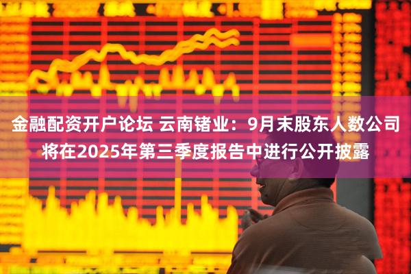 金融配资开户论坛 云南锗业:9月末股东人数公司将在2025年第三季度报告中进行公开披露